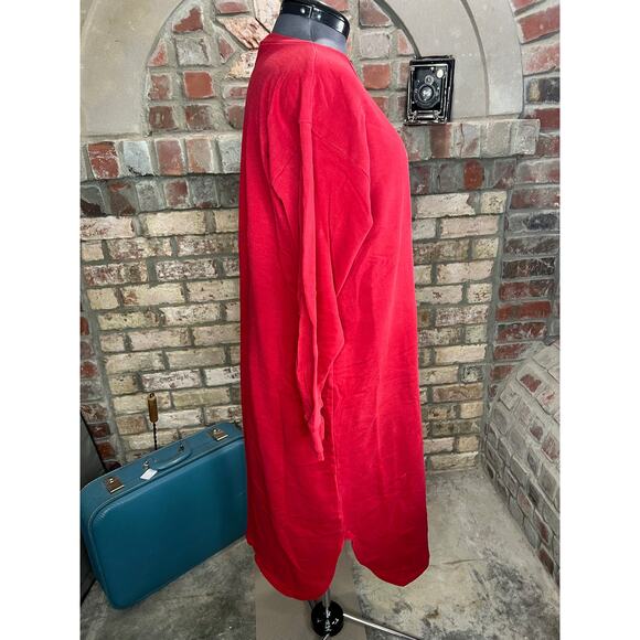 sweatshirt dress nightgown fuzzy cat plaid bow red white - Picture 8 of 9